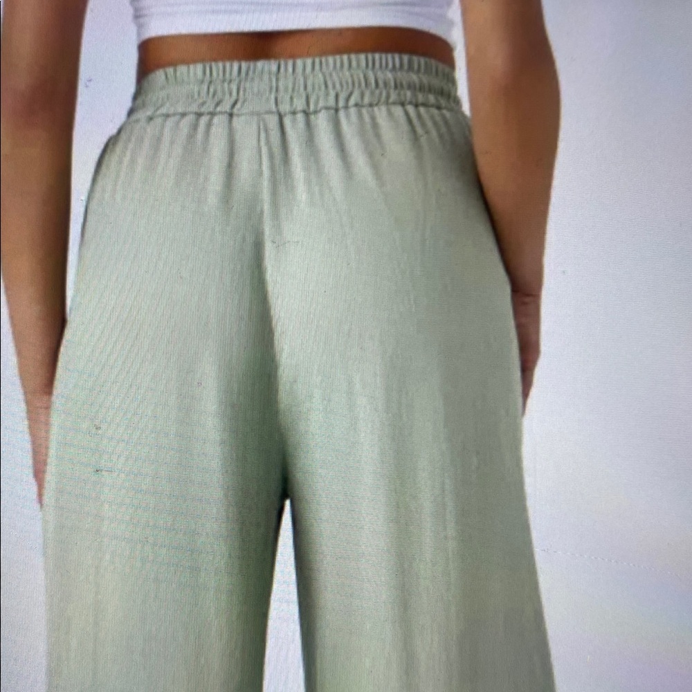 XLARGE.  HALARA WIDE LEG CASUAL LINEN FEEL DRAWSTRING PANTS - Picture 2 of 9